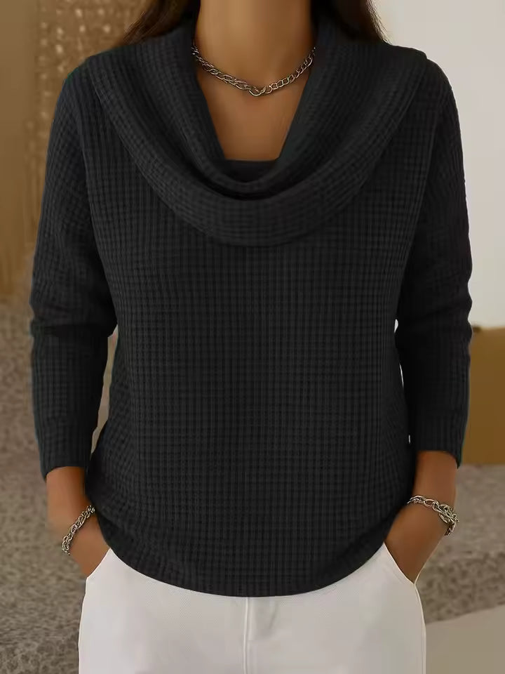 Gofrado | Sweater con Cuello Drapeado
