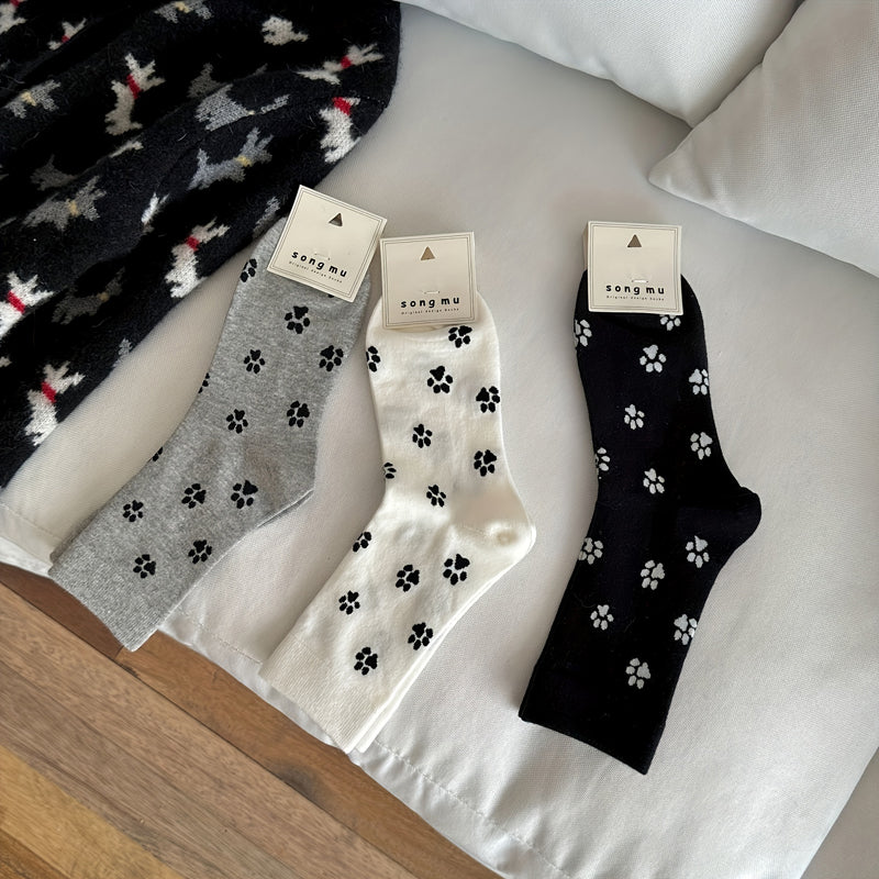 Medias Con Impresión de Patas de Gato