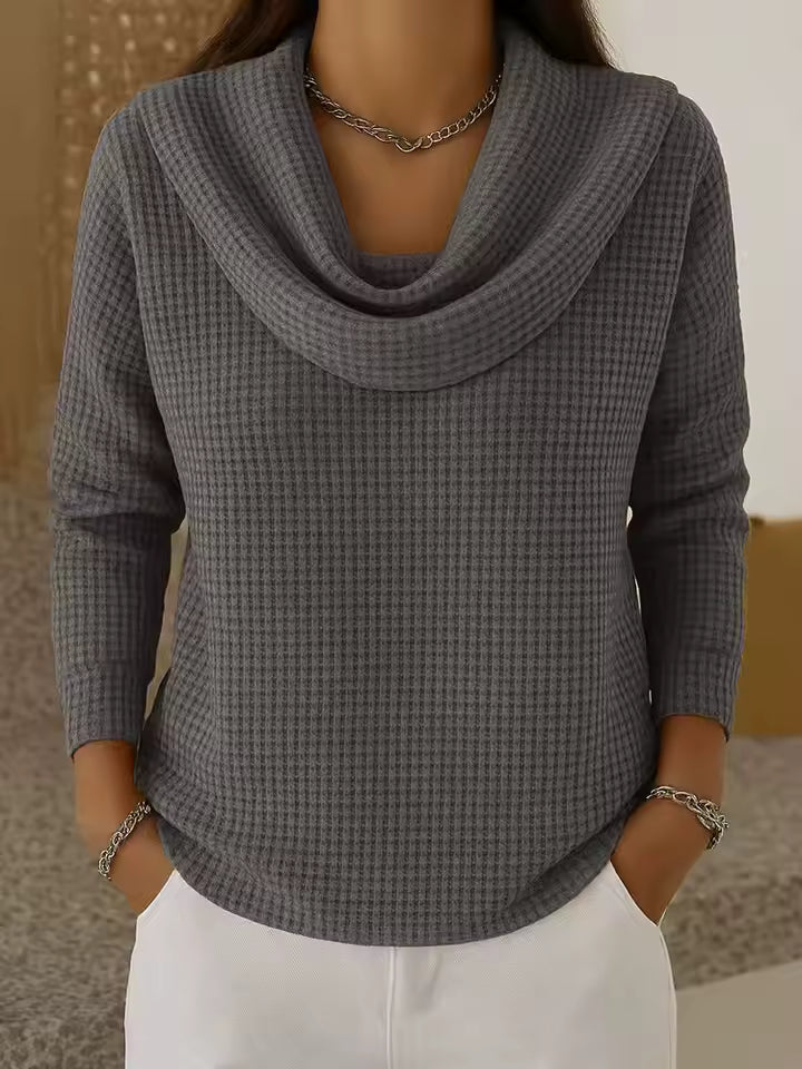 Gofrado | Sweater con Cuello Drapeado