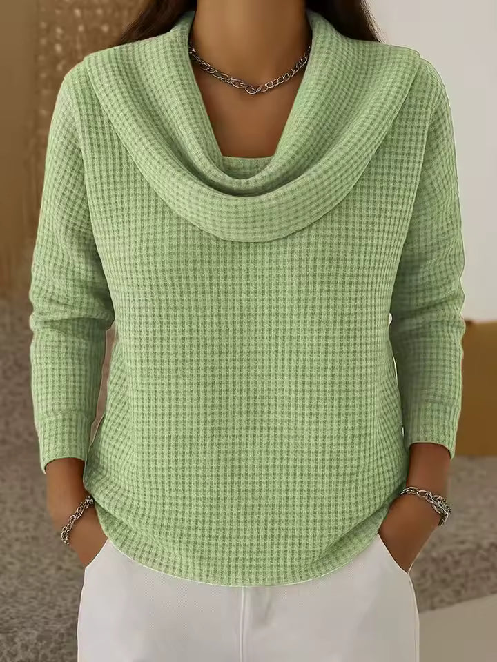 Gofrado | Sweater con Cuello Drapeado