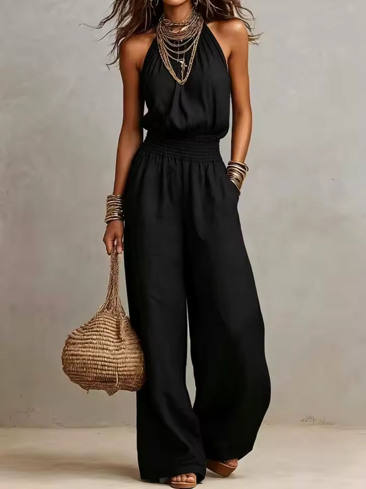 VALERIA | Jumpsuit de Cuello Halter y Pierna Ancha