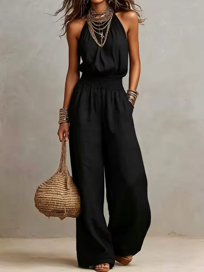 VALERIA | Jumpsuit de Cuello Halter y Pierna Ancha