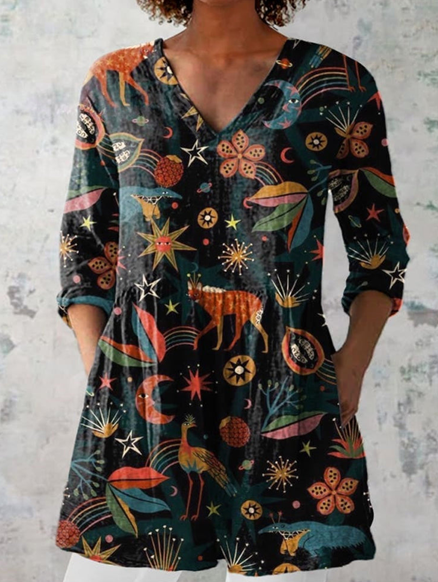 Adelina | Blusa Larga con Cuello en V
