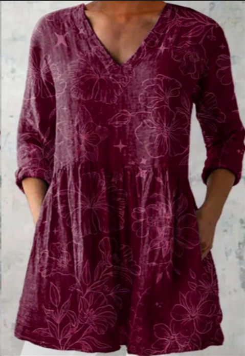 Florencia | Blusa Larga con Cuello en V