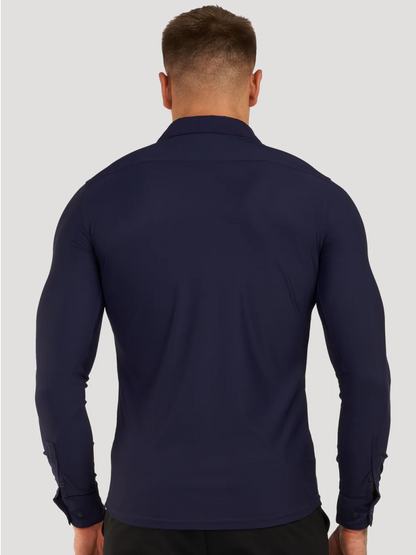 Camisa clasica elastica celeste
