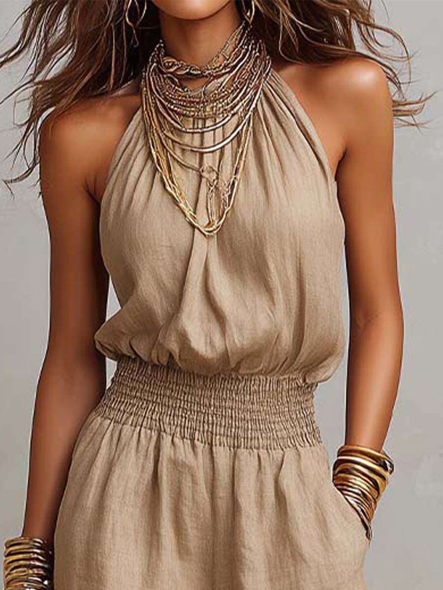VALERIA | Jumpsuit de Cuello Halter y Pierna Ancha