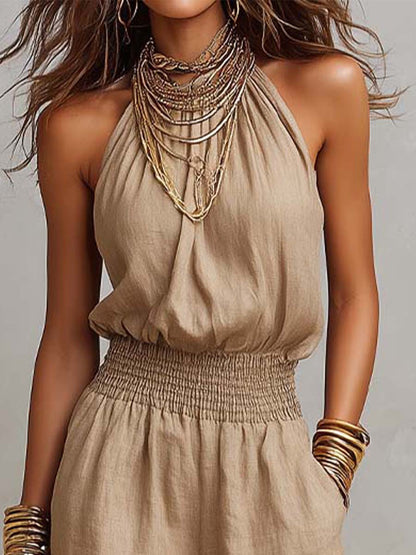 VALERIA | Jumpsuit de Cuello Halter y Pierna Ancha