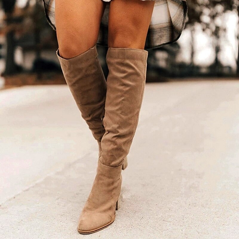 Bota alta Paris de eco gamuza