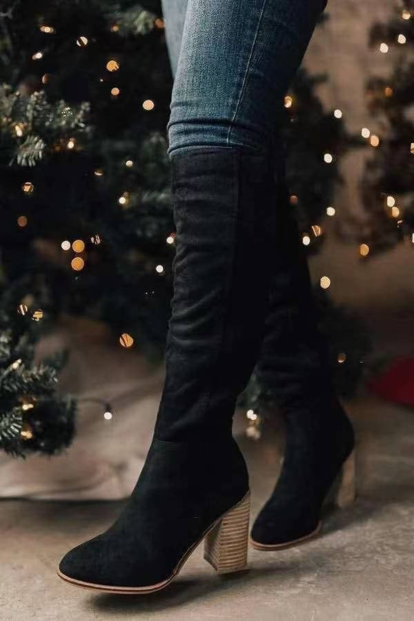 Bota alta Paris de eco gamuza