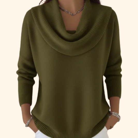 Celeste | Sweater con Cuello Drapeado