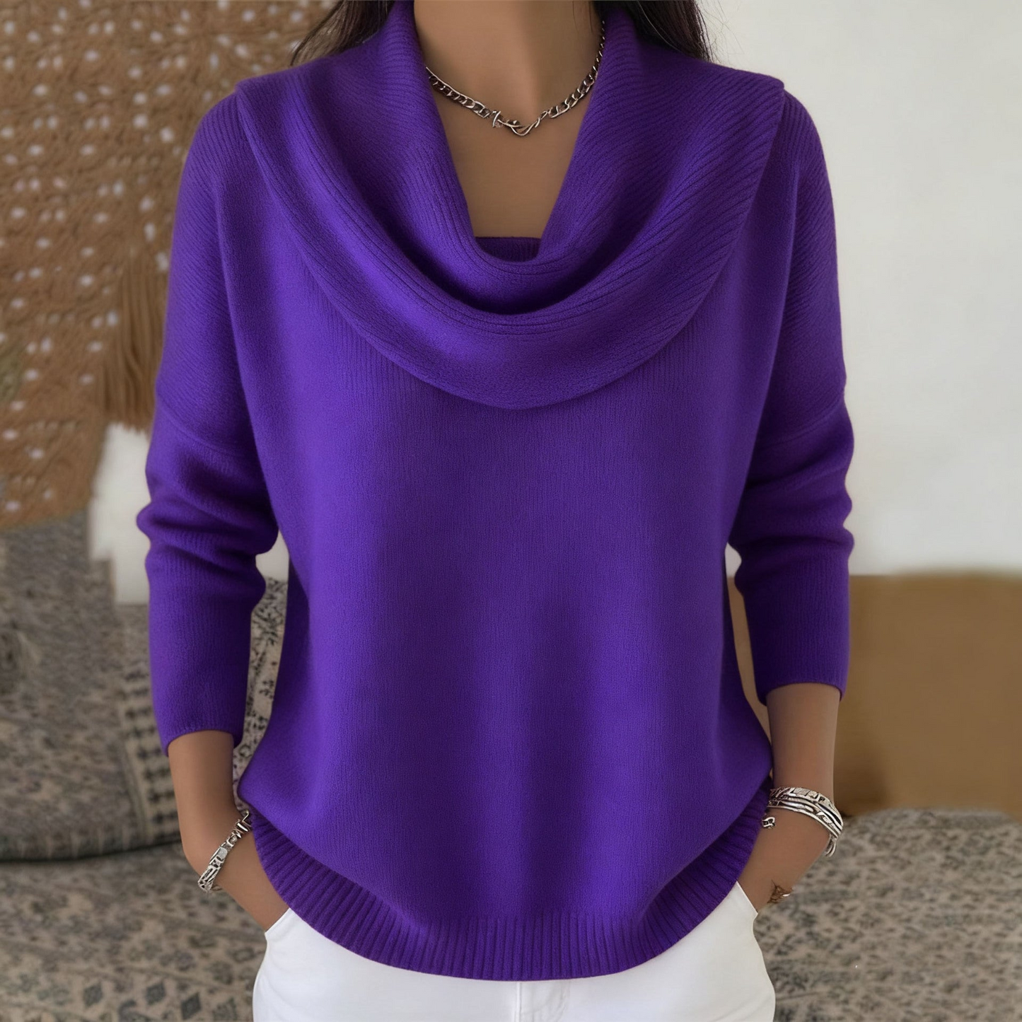 Celeste | Sweater con Cuello Drapeado