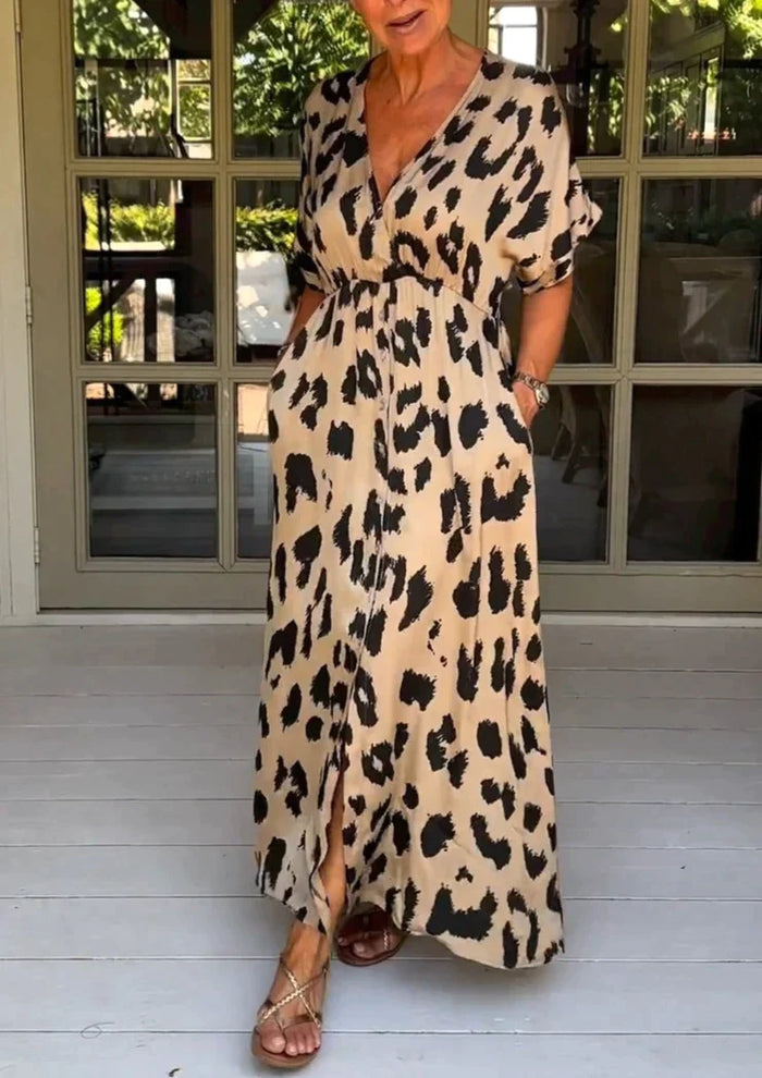 Maxi-Vestido Estampado Leopardo