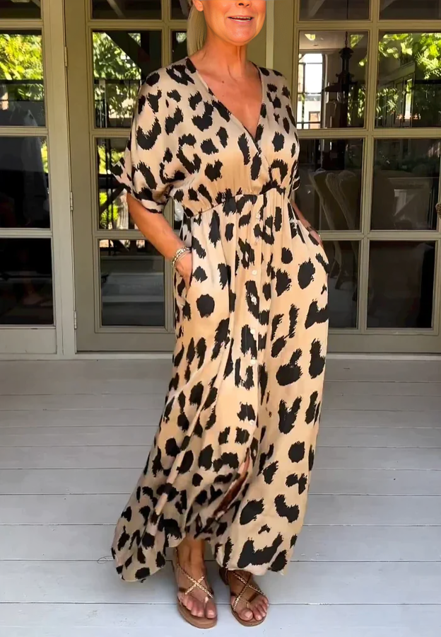 Maxi-Vestido Estampado Leopardo