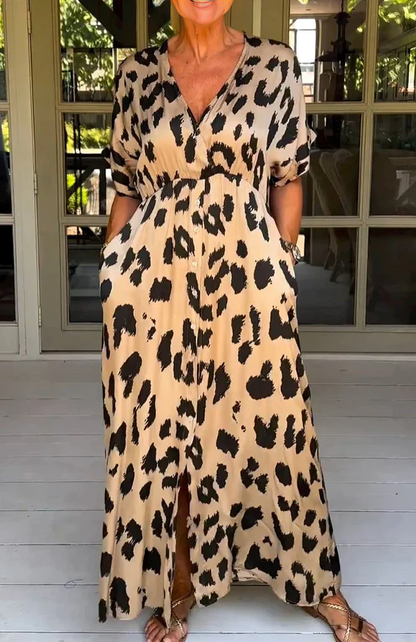 Maxi-Vestido Estampado Leopardo
