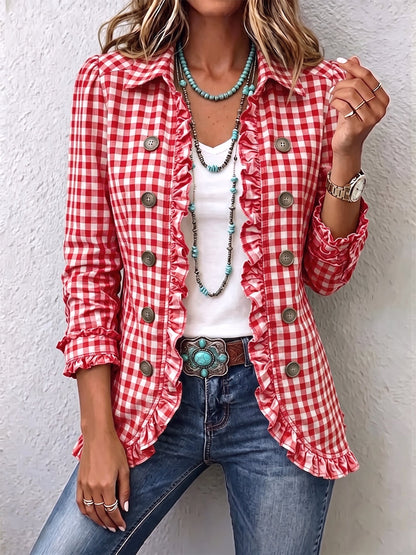 Julie | Chaqueta Cuadrillé Vichy con Volados y Botones