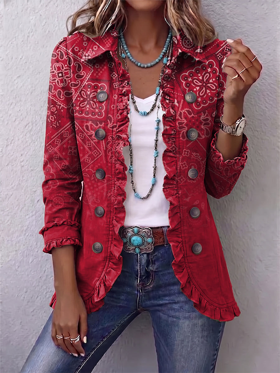 Gaëlle | Chaqueta Bohemia Paisley Degradado Rojo