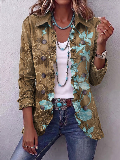 Blanche | Chaqueta Bohemia Floral Vintage con Volados