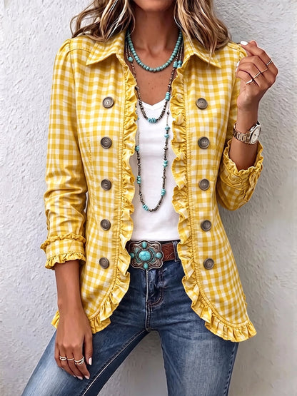 Julie | Chaqueta Cuadrillé Vichy con Volados y Botones