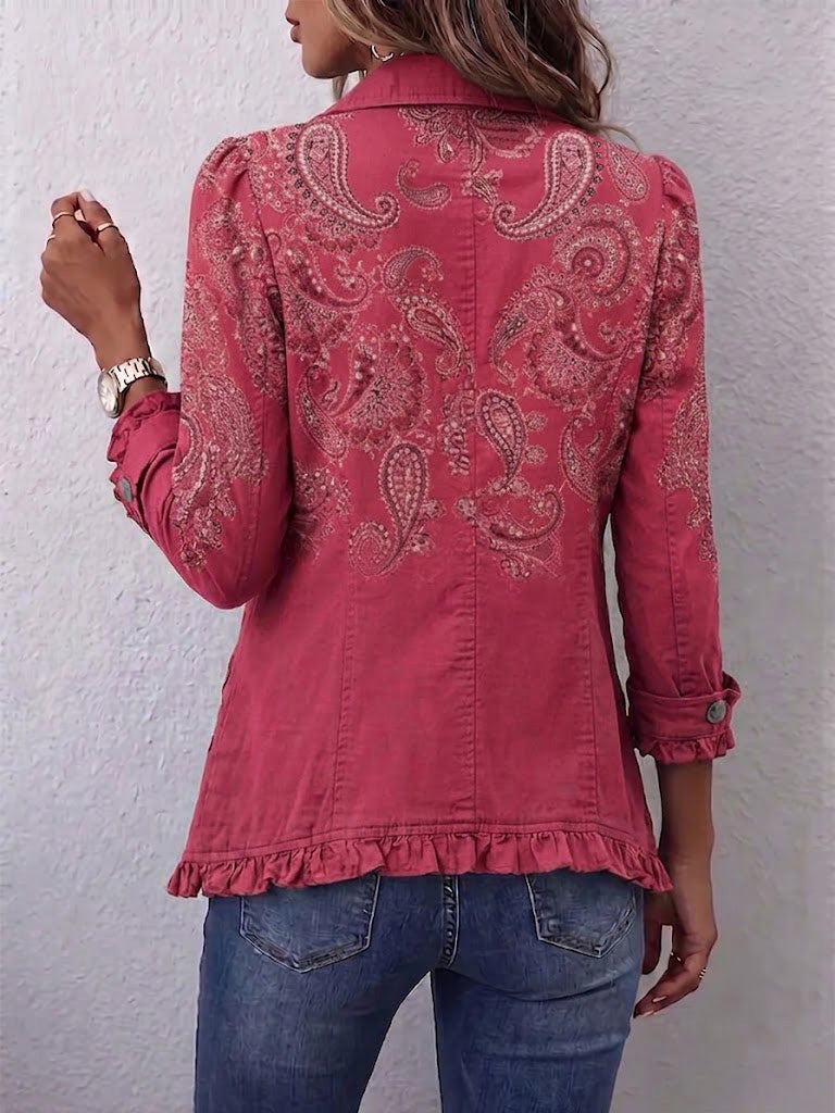 Iseult | Chaqueta Vintage Paisley Rosa Antiguo con Volantes
