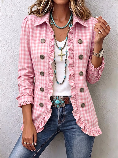 Julie | Chaqueta Cuadrillé Vichy con Volados y Botones