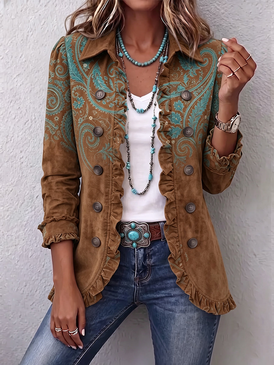 Séverine | Chaqueta Paisley Café con Volados