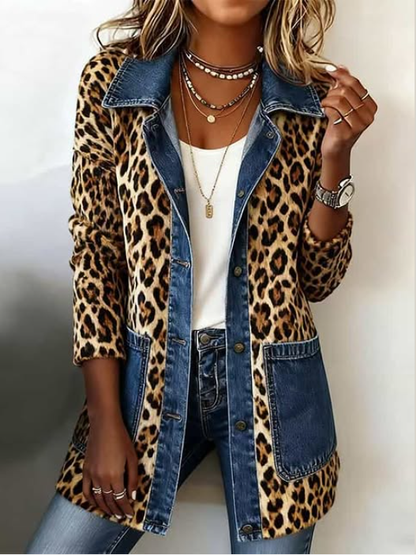 Lorena Chaqueta Animal Print con Denim detalle