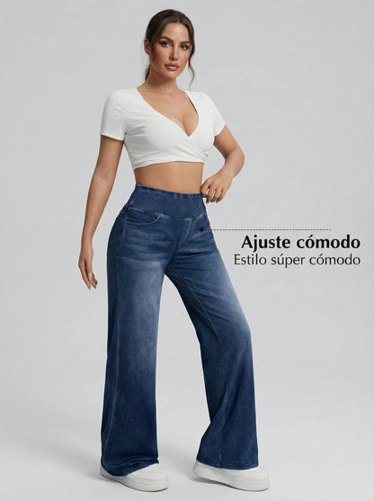 Pantalones anchos con control de abdomen