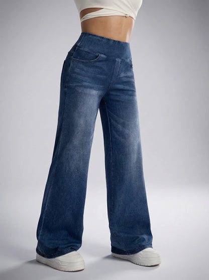 Pantalones anchos con control de abdomen