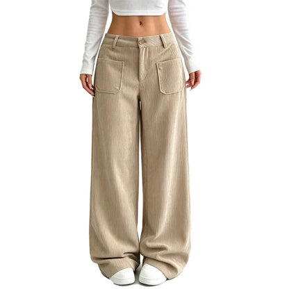 Pantalones de mujer de pierna ancha, cómodos y de corte relajado.