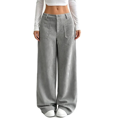 Pantalones de mujer de pierna ancha, cómodos y de corte relajado.