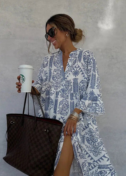 Vestido Estampado con escote en V Sofia