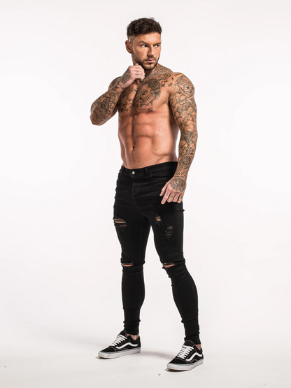 Jeans clasico negro rasgado