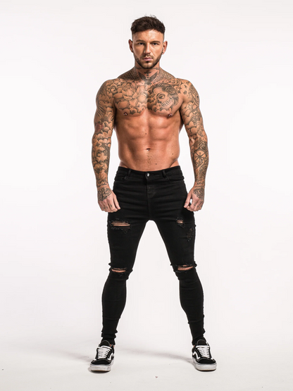 Jeans clasico negro rasgado